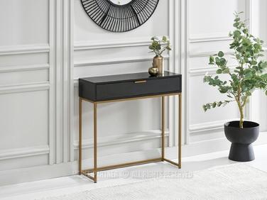 Консольний столик Mebel-Partner, чорний та матовий золотий, 80 x 76,5 x 28 см