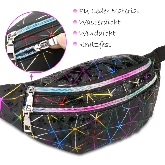 Чоловіча/Жіноча поясна сумка на пояс, бананка з PU шкіри, водонепроникна, чорна