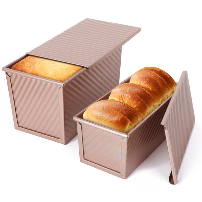 Форми для випічки хліба VINATO, 2 шт. з кришками 21x12x11.7 см + 19x9.5x8 см для хліба, випічки та кексів