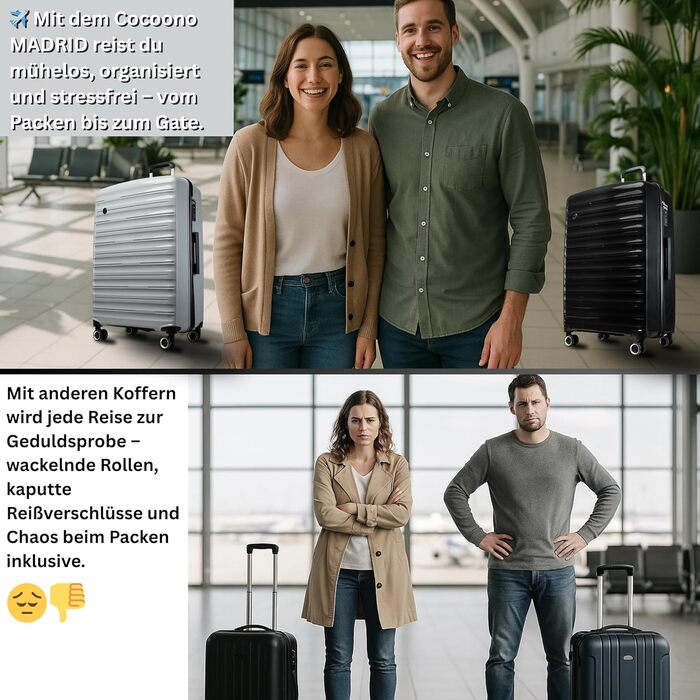 Великий валіза 100 літрів з TSA замком: валіза, ролер, валіза для подорожей, жорсткий корпус, сірий (SET)