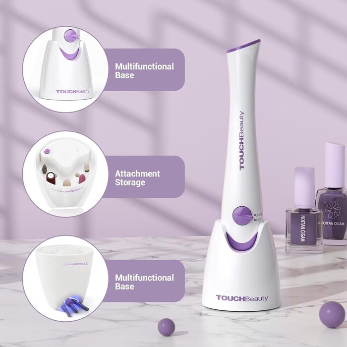TOUCHBeauty Електричний фрезер для нігтів 5-в-1, бездротовий, манікюр/педикюр, набір з LED/UV сушаркою, AG-1335C (Лідний)