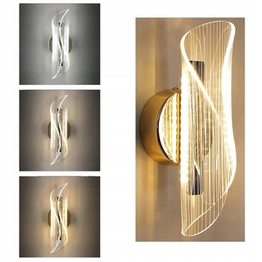 Сучасний золотий настінний LED-світильник (бра) з регулюванням температури світла 3000K/4000K/6000K для спальні