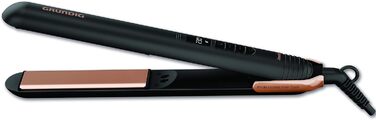 Випрямляч для волосся GRUNDIG Naturashine HS 7030: 6 температурних режимів, іонізація, повна кераміка, захист волосся, чорний/рожеве золото