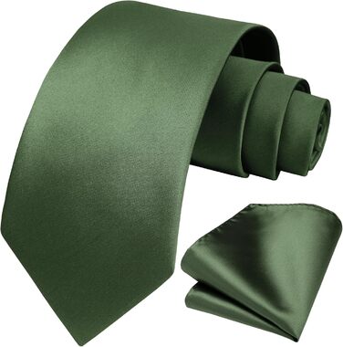 HISDERN Комплект краватки та кишенькового хустинки однотонний для весілля та свят