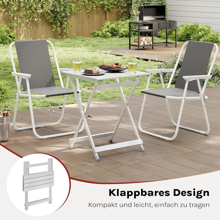 Складний алюмінієвий стіл WOLTU для кемпінгу, саду, балкону - 50.5x59.5x47 см (срібний)