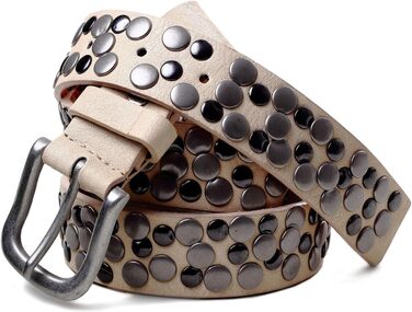 Жіночий вінтажний ремінь Caspar GU224 з пряжками, світло-рожевий металік