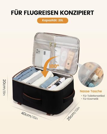 Рюкзак ручної поклажі LOVEVOOK 45x36x20, 32L для Ryanair, Eurowings, Wizz Air (40x30x20cm, зелений+бежевий)