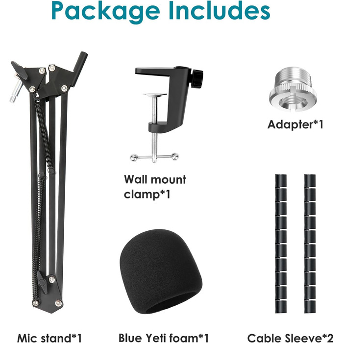 Кріплення для мікрофона Blue Yeti з поп-фільтром: професійний штатив YOUSHARES для Blue Yeti, Yeti Pro, Yeti X