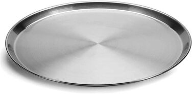 DEL - Round Tablet - Stainless Steel Tablet - Serving Tray - Round Serving Tray - Stainless Steel Plate, Kitchen Tray, Silver Round Tray, Large Serving Platter, Tray Serving Tray Round - Ø 36 cm