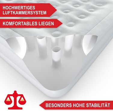 Надувне ліжко самонадувне - для 2 осіб - 203 x 152 x 46 см - з електричним насосом - надувне ліжко для гостей, надувається за 3-5 хвилин - вбудована подушка (Білий)