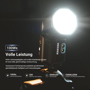 Спалах NEEWER Z2-N 2.4G TTL з круглим голівкою для Nikon, 76W, швидка модель зміна, HSS 1/8000s, 2600mAh акумулятор