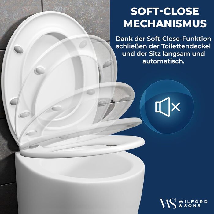 Сидіння для унітаза Wilford & Sons PREMIUM D-подібне, біле, з мікроліфтом (повільним опусканням), матеріал Duroplast, овальна форма