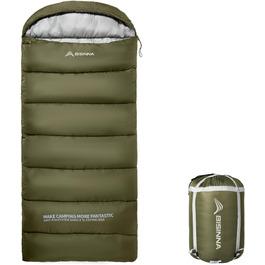 Спальний мішок BISINNA для дорослих: Graphene Polyester, 220x90cm, 4 сезони, водонепроникний, дихаючий, 1.8/2.5kg