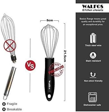 Віночок кухонний Walfos силіконовий 21 см, нержавіюча сталь - для збивання, перемішування, термостійкий, антипригарний