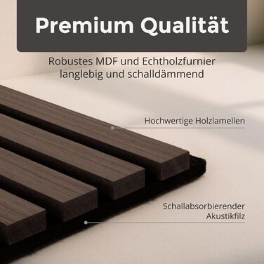 Акустичні панелі з дерева 60x60 см, колір горіх (4 шт.) — стінні звукопоглинаючі панелі-ламелі для шумоізоляції та покращення акустики приміщення