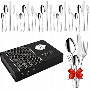 Набір сріблястих столових приборів зі сталі, 30 предметів, для посудомийки, на 6 осіб