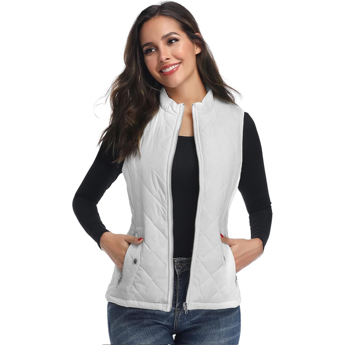 Жіноча легка пухова жилетка Teppwete з кишенями. Тепла зимова куртка, жилетка для осені/весни. Тепла жіноча куртка-жилетка Teppwete (S, H14# Білий)