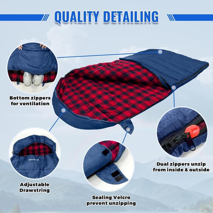 Сплячий мішок Keencamp Flanell Warmer для кемпінгу, -1°C, бавовна, XXL, 230x90 см, для дорослих