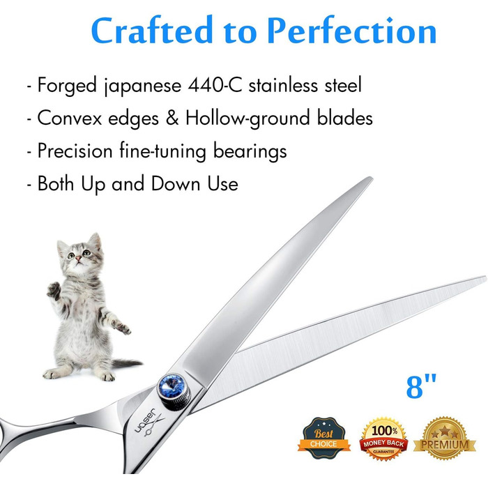 Професійна вигнута ножиця для грумінгу собак від JASON, 8 дюймів, з японської сталі 440C, для собак та котів