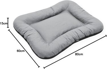 Ліжко для собак середніх порід 4L Textil KLEO, 90x70 см, водонепроникне, з блискавкою, темно-зелене/сіре