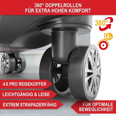 Преміум набір валіз 4 шт. – жорсткі валізи з TSA-замком, USB-порт – плюс ваги для валіз, ремені, адресники, тримач для напоїв, чохол для взуття, захисні чохли (рожеве золото)