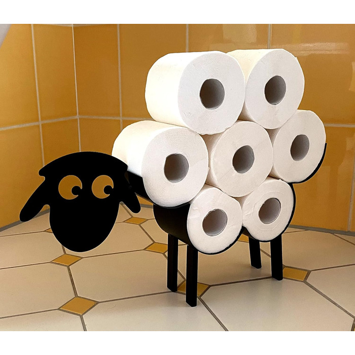 DanDiBo Toilet Paper Holder Black Metal Sheep 3.0 WC Roll Holder Toilet Paper Holder Freestanding WC Paper Holder Toilet Roll Holder