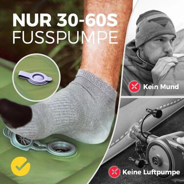 Кімомат Ciskotu Саморозгортальний килимок для кемпінгу, 12 см, з насосом, ультралегкий, компактний, зелений