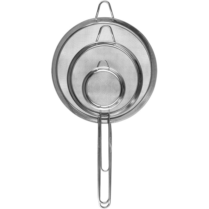 Набір металевих сит Smart-Planet (3 шт.) - для салату, борошна, цукрової пудри. Сита з нержавіючої сталі з ручкою