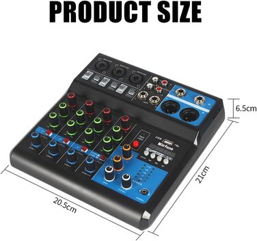 Міні аудіо DJ-мікшер 5-канальний з Bluetooth, USB, MP3, 48V фантомним живленням, стерео, для професійного студійного та сценічного використання, вечірок, KTV