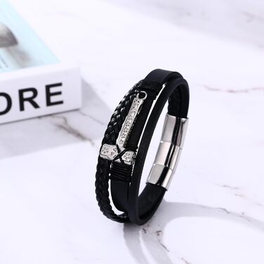 Чоловічий браслет Flongo з плетеного шкіряного шнура, стилі вікінгів, з амулетом Тора (молот), регульований, з застібкою, подарунок для чоловіків