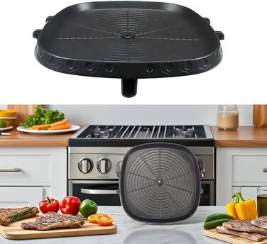Square Korean-style grill pan with Maifan-coated surface, non-stick, smoke-free grill plate for indoor and outdoor use, grill, 32 x 32 cm