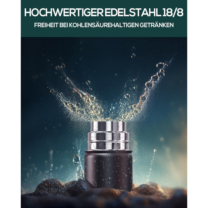 Термотермос, термофляга з нержавіючої сталі, 750 мл, 500 мл, 350 мл, подвійні стінки, без BPA, для газованої води, ізольована пляшка для спорту та відпочинку на природі, чорний колір