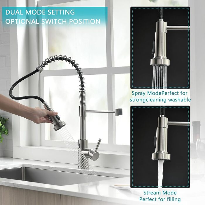 Інфрачервоний сенсорний змішувач для кухні з висувною лійкою, кухонна арматура 360° поворотна, одноручний змішувач з спіральною пружиною, для мийки, щіткове золото