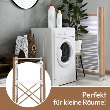 Металева сушарка для білизни Meisterhome® з 30 метрами мотузок, розкривні крила, економія місця, для одягу та рушників - біла