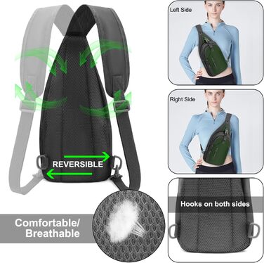 Чоловіча нагрудна сумка-рюкзак на плече, Crossbody Bag, для активного відпочинку, велоспорту, прогулянок з собакою (темно-зелений)