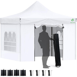 VOUNOT Gazebo 3x3m Waterproof, Stable, Winter-Proof, Pop-Up Folding Gazebo with 4 Side Walls and 4 Sandbags, Party Gazebo, Folding Garden Tent, Party Tent, White