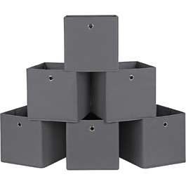 SONGMICS Storage Box, 6 Pack, Folding Box, Foldable Organizer, with Finger Hole, 30 x 30 x 30 cm, RFB02H-3 (Gray)