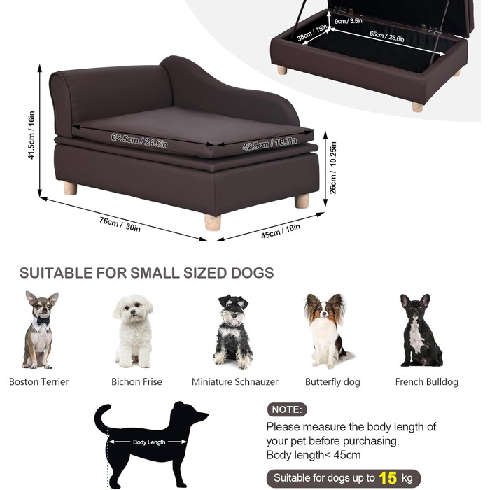 Софа для собак та котів Yoonnie room з PU-шкіри з місцем для зберігання – зручне ліжко для домашніх тварин, маленьке диван-крісло, підходить для цуценят та кошенят (Перловий білий)