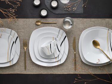 CreaTable Geschirrset Square City Line: 12-teilний сервіз для 6 осіб з порцеляни, сумісний з мийною машиною та мікрохвильовою піччю