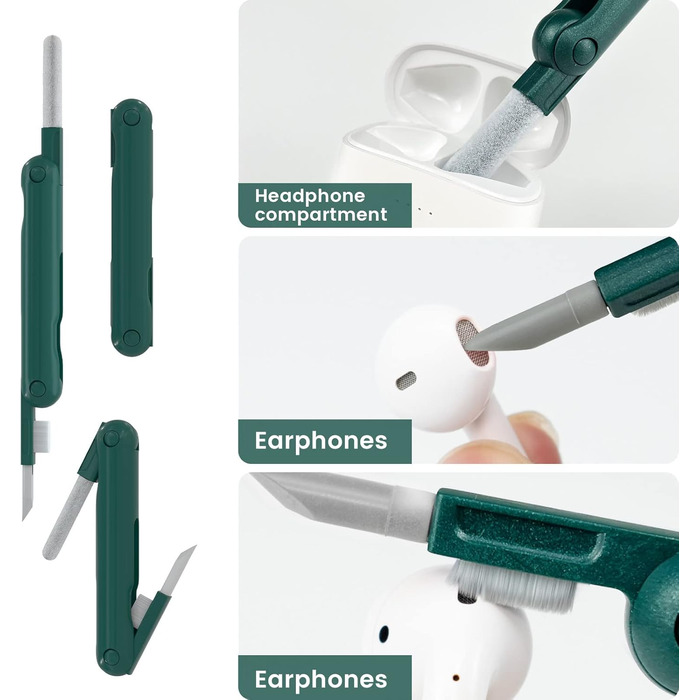 Набір для чищення клавіатури та навушників: щітка, стилус, 7 в 1. Підходить для AirPods, ноутбуків, телефонів, моніторів.