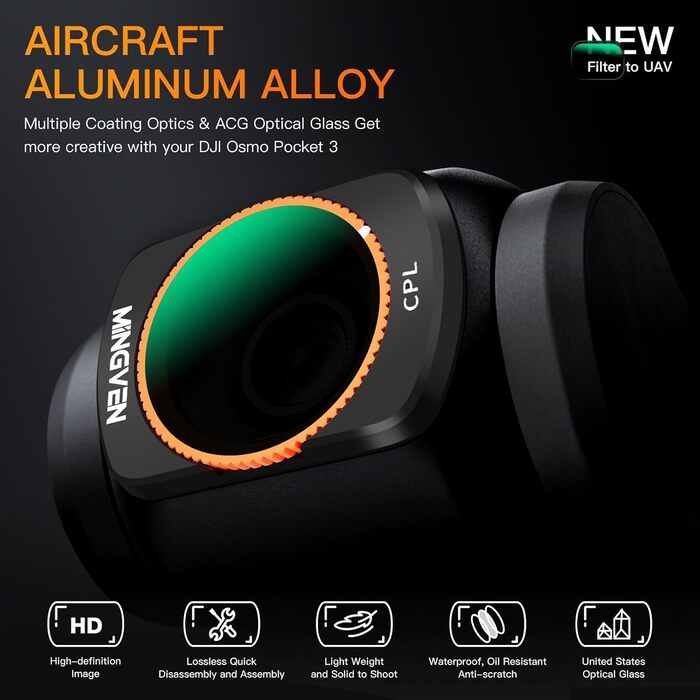 Набір ND-фільтрів MINGVEN для DJI Osmo Pocket 3 Creator Combo: ND1-5, ND64-512, CPL, UV, VND2-32 (4 шт.)
