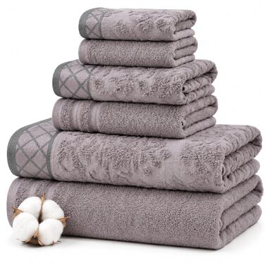 Набір рушників Pacific Coast Textilien Damast Jacquard з бордюром, 100% бавовна, сірі, 8 шт.