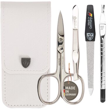 Набір для манікюру та педикюру 'Modena' DREI SCHWERTER | 4 предмети | Шкіряний етикет, Німеччина | Шейдер, пінцет, алмазна пилка, ремувер
