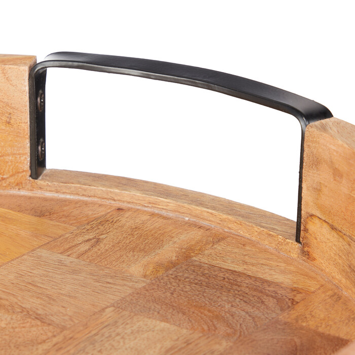 Relaxdays Round Tray made of Mango Wood