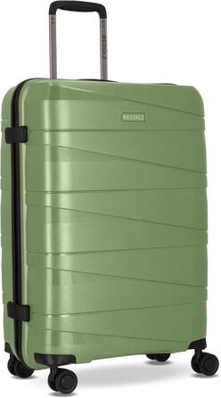 Чохол-валіза REDOLZ Hartschalen Check-in Essentials 10 | Великий вантажний ролик XL 50 x 30 x 76 см з поліпропілену | 4 подвійні колеса & TSA | Набір 3 шт. (Green-metallic)