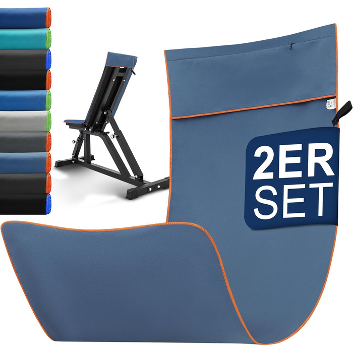 Набір спортивних рушників 2 шт. 120x50 см з кишенею на блискавці, мікрофібра, для тренажерного залу, швидка сушка, для тренувань, кемпінгу, подорожей (темно-синій-жовтий)