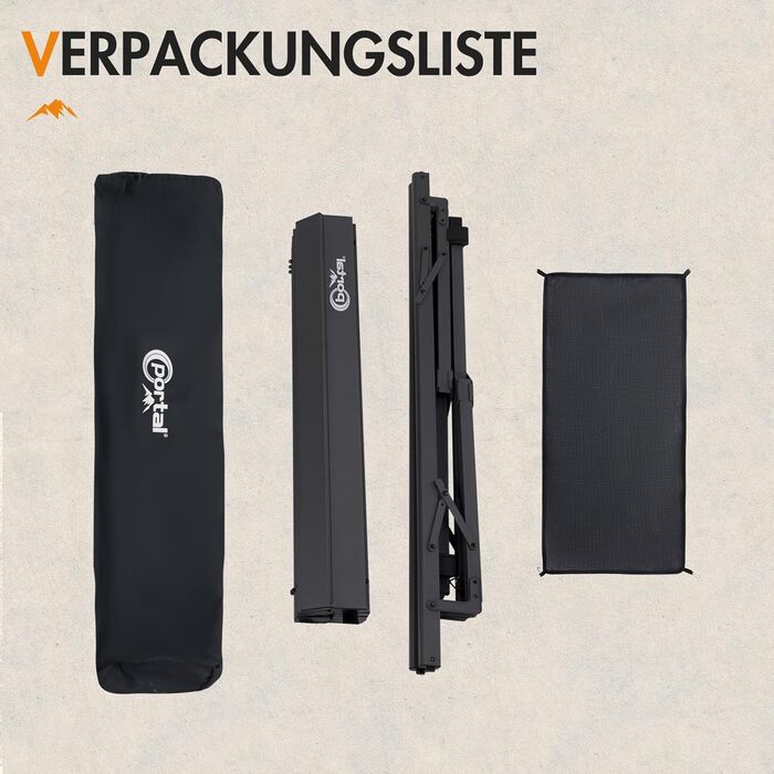 Складний кемпінговий стіл PORTAL алюмінієвий, регульована висота, 108x71 см, чорний - для пікніка, саду, подорожей