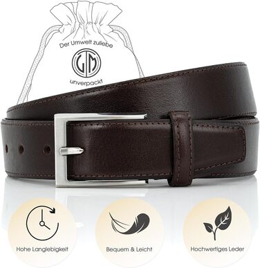 Чоловічий шкіряний ремінь Lindenmann, 35 мм, колір коричневий