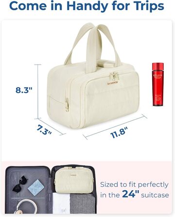 BAGSMART Косметичка для подорожей, велика, бежева, органайзер для косметики та аксесуарів