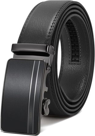 Чоловічий шкіряний ремінь WERFORU з автоматичною пряжкою, ширина 3.5 см, чорний, для штанів/джинсів, довжина 130 см (об'єм талії 90-110 см)